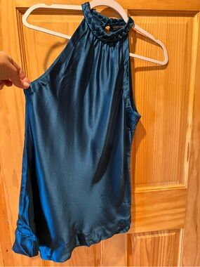 Banana Republic Braided Halter 100% silk Tank Top Cerulean Blue women’s 8